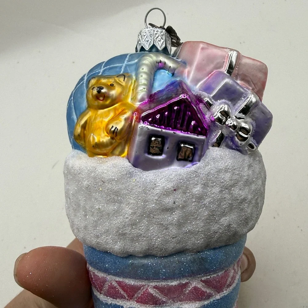Neiman Marcus 2006 Stocking Glass Christmas Ornament Collectible Decor Presents